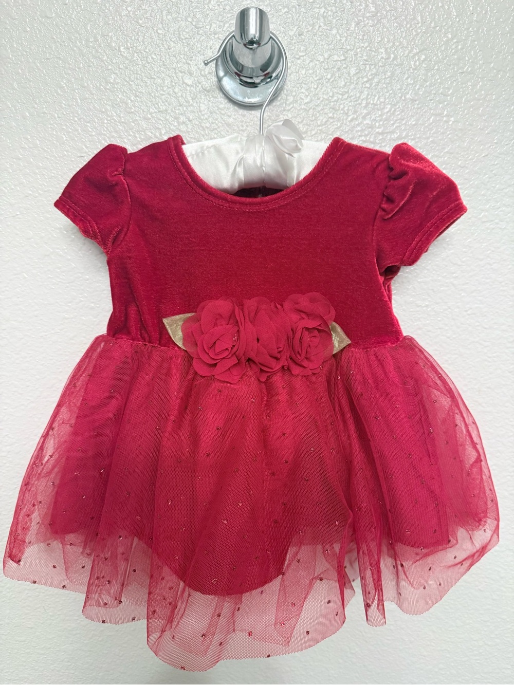 George Red Girls Floral Tulle Party Dress